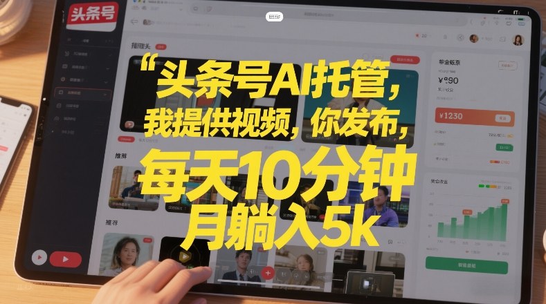 头条号AI托管，我提供视频，你发布，每天10分钟，月躺入5k+【揭秘】-朽念云创