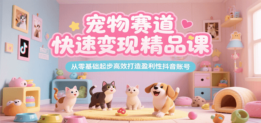 宠物赛道快速变现精品课，从零基础起步高效打造盈利性抖音账号-朽念云创