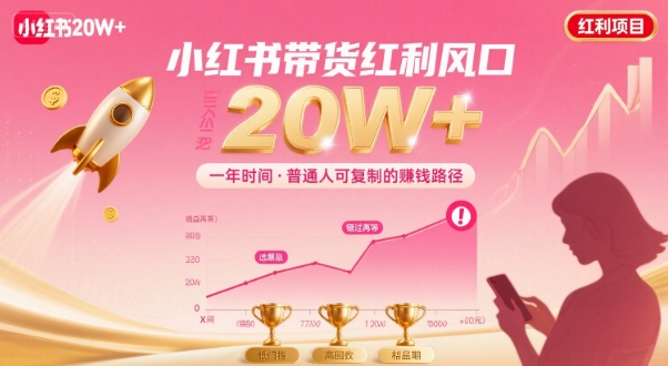 一年时间靠小红书带货项目年入20w+，最不能错的大红利项目-朽念云创