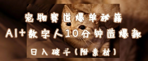 宠物赛道爆单秘籍:AI+数字人10分钟造爆款,日入1k-朽念云创