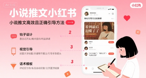 小说推文小红书高转化引导方法实操课，小说推文高效且正确引导方法-朽念云创