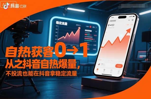 自热获客从0到1之抖音自热爆量，不投流也能在抖音拿稳定流量-朽念云创