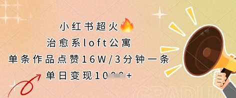 小红书超火的治愈系loft公寓，单条作品点赞16W，3分钟一条，单日变现数张-朽念云创