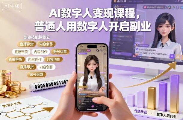 AI数字人变现课程，普通人用数字人开启副业-朽念云创