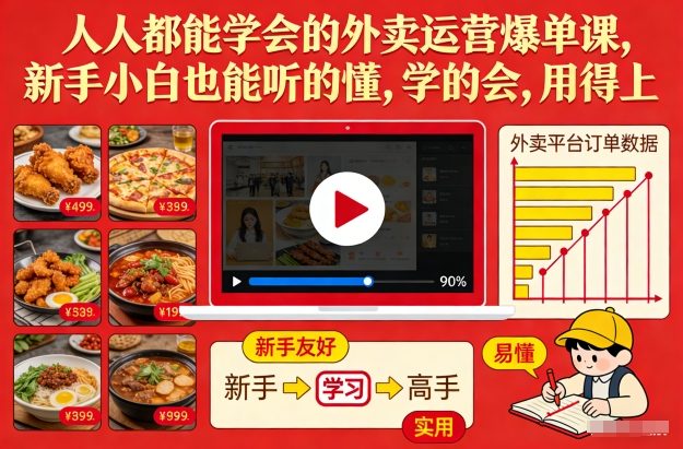 人人都能学会的外卖运营爆单课，新手小白也能听的懂，学的会，用得上-朽念云创