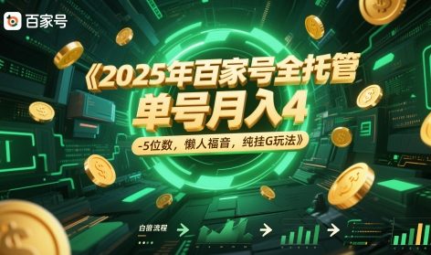 2025年百家号全托管，单号月入4-5位数，懒人福音，纯挂G玩法【揭秘】-朽念云创
