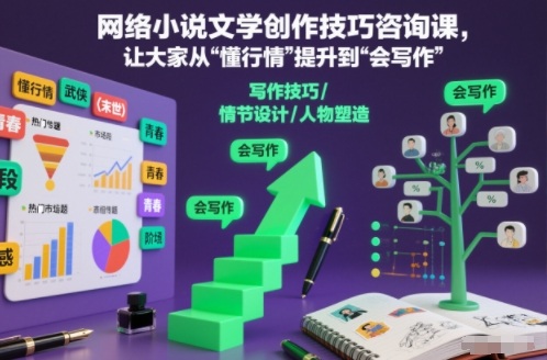 网络小说文学创作技巧咨询课，让大家从“懂行情”提升到”会写作”的高度-朽念云创