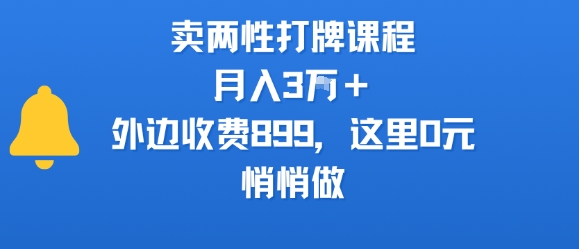 卖两性打牌课程,月入3W+外边收费899的课程,这里0元,悄悄做-朽念云创