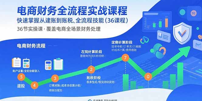 电商财务全流程实战课程：快速掌握从建账到报税的全流程技能(36节课-朽念云创