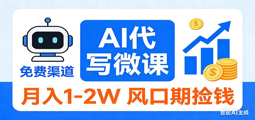 2026告别打工！AI 代写微课，提供免费渠道，月入 1-2W 风口期捡钱-朽念云创