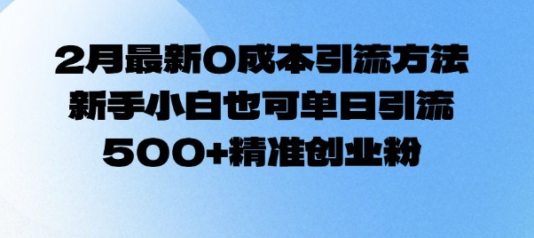 2月最新0成本引流方法，新手小白也可单日引流500+精准创业粉-朽念云创