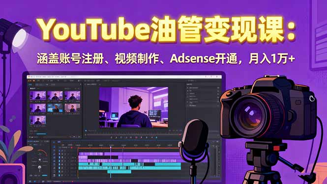 2025YouTube油管变现课:涵盖账号注册、视频制作、Adsense开通,月入1万+-朽念云创