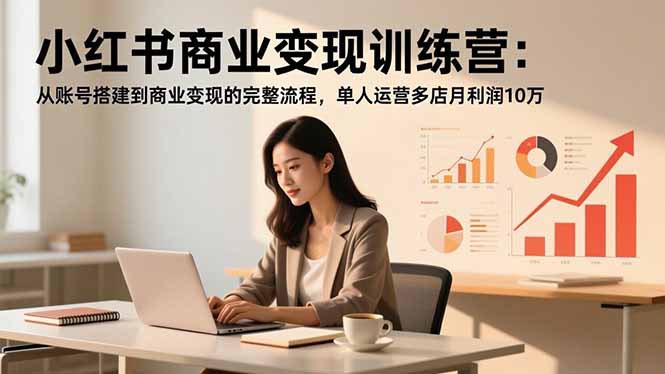 小红书商业变现训练营：从账号搭建到商业变现的完整流程，单人运营多店月利润10万-朽念云创
