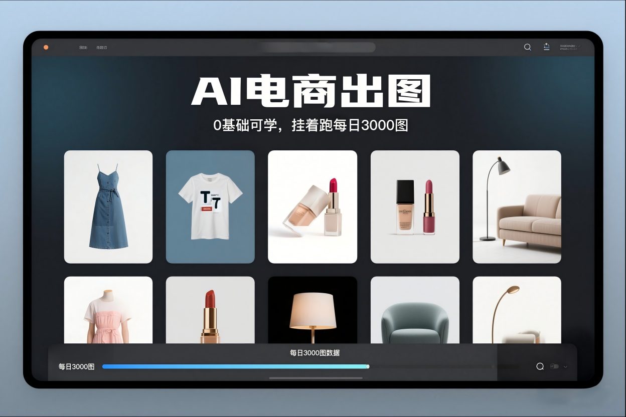 AI电商出图，0基础可学，挂着跑每日3000图-朽念云创