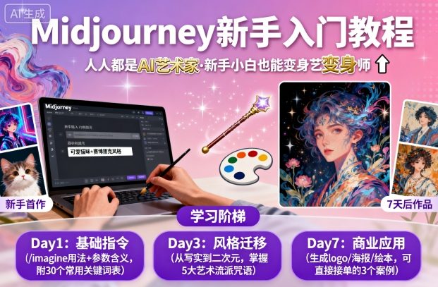 midjourney新手入门教程：人人都是AI艺术家，新手小白也能变身艺术大师-朽念云创