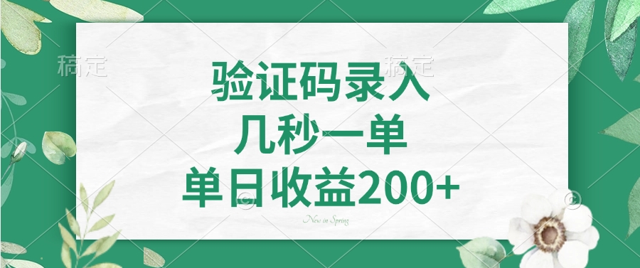 验证码录入，几秒一单，单日收益200+-朽念云创
