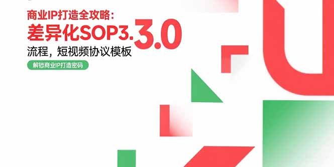 商业IP打造全攻略：差异化SOP3.0流程，短视频协议模板，婚恋项目实战案例-朽念云创