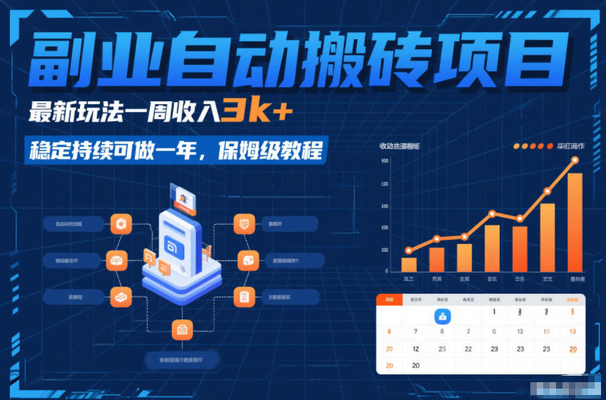 副业自动搬砖项目，最新玩法一周收入3k+，稳定持续可做一年，保姆级教程【揭秘】-朽念云创