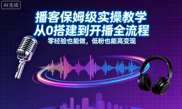 播客保姆级实操教学，从0搭建到开播全流程，零经验也能做，低粉也能高变现-朽念云创