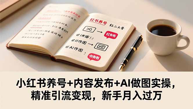 小红书养号+内容发布+AI做图实操，精准引流变现，新手月入过万-朽念云创
