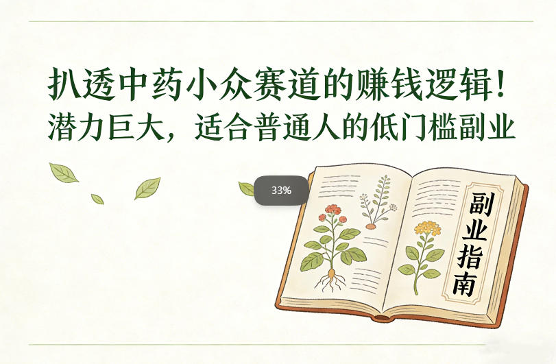 扒透中药小众赛道的賺米逻辑，潜力巨大，适合普通人的低门槛副业-朽念云创