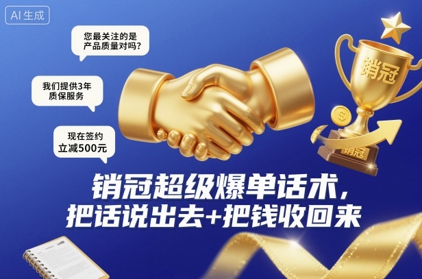 销冠超级爆单话术，把话说出去+把钱收回来-朽念云创