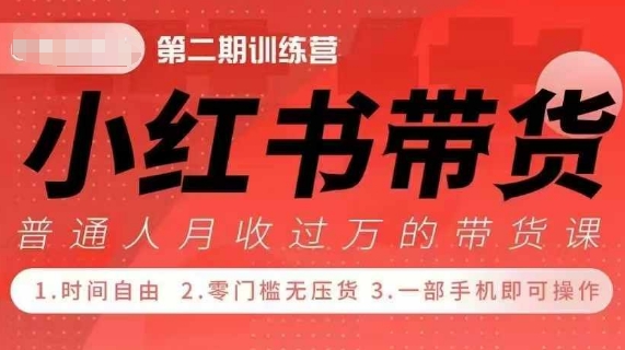 小Red书带货42天训练营 2.0版，宝妈+自由职+上班族+大学生，提高副业收入的大红利项目-朽念云创