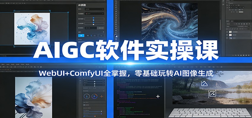 AIGC软件实操课:WebUI+ComfyUI全掌握,零基础玩转AI图像生成-朽念云创