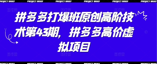 拼多多打爆班原创高阶技术第43期,拼多多高价虚拟项目-朽念云创