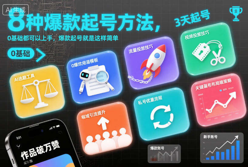 8种爆款起号方法，0基础都可以上手，爆款起号就是这样简单-朽念云创