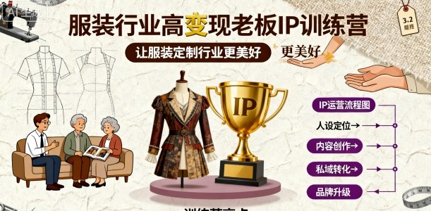 服装行业高变现老板IP训练营，让服装定制行业更美好-朽念云创