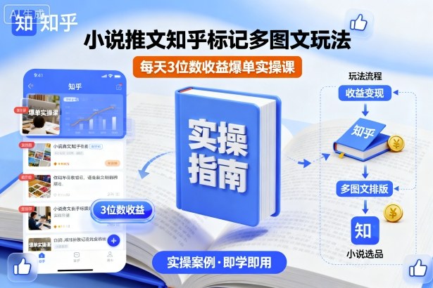 小说推文知乎标记多图文玩法，每天3位数收益爆单实操课-朽念云创