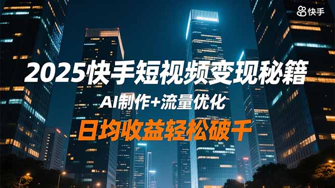 2025快手短视频变现秘籍，AI制作+流量优化，日均收益轻松破千-朽念云创