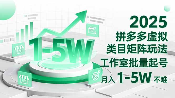 2025 拼多多虚拟类目矩阵玩法，工作室批量起号，月入 1-5W 不难-朽念云创