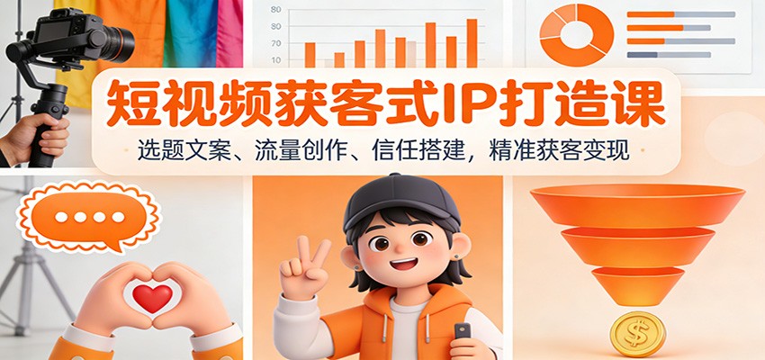 短视频获客式IP打造课：选题文案、流量创作、信任搭建，精准获客变现-朽念云创