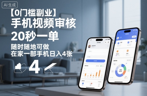 【0门槛副业】手机视频审核，20秒一单，随时随地可做，在家一部手机日入4张【揭秘】-朽念云创