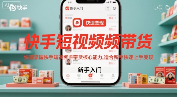 快手短视频带货，快速掌握快手短视频带货核心能力，适合新手快速上手变现-朽念云创