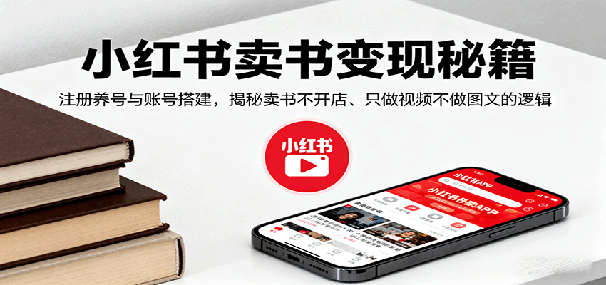 小红书卖书变现秘籍，注册养号与账号搭建，揭秘卖书不开店、只做视频不做图文的逻辑-朽念云创