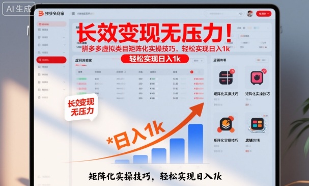 长效变现无压力！拼多多虚拟类目矩阵化实操技巧，轻松实现日入1k【揭秘】-朽念云创