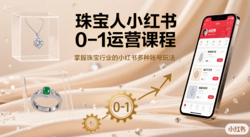 珠宝人小红书0-1运营课程，掌握珠宝行业的小红书多种账号玩法-朽念云创