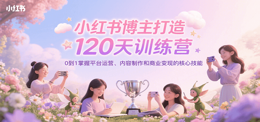 小红书博主打造120天训练营，0到1掌握平台运营、内容制作和商业变现-朽念云创