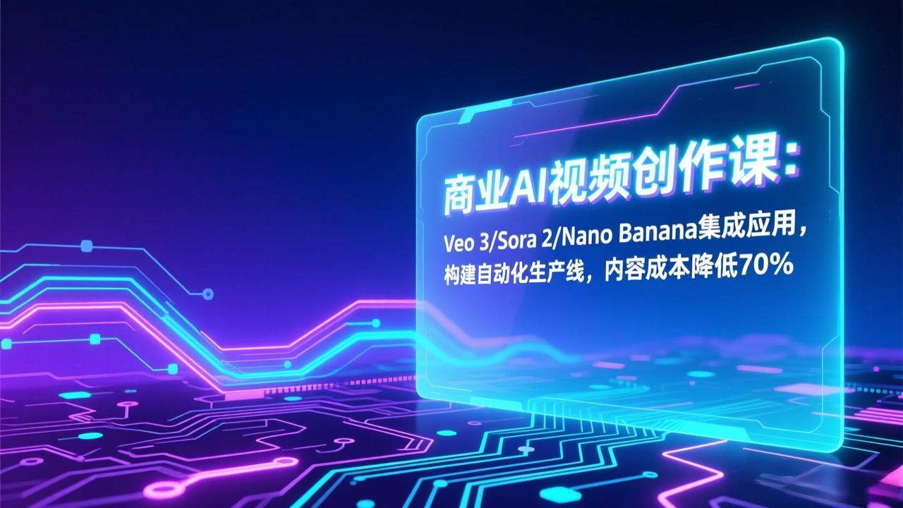 商业AI视频创作课：Veo 3/Sora 2/Nano Banana集成应用，构建自动化生产线，内容成本降低70%-朽念云创