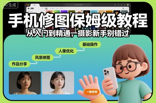 手机修图保姆级教程，从入门到精通，摄影新手别错过-朽念云创