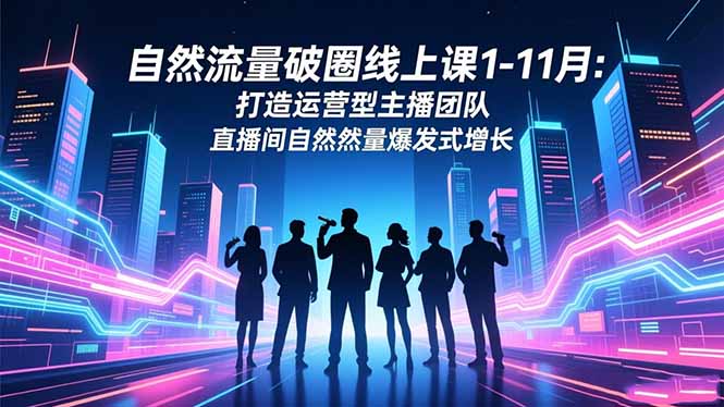 自然流量破圈线上课1-11月：打造运营型主播团队 直播间自然流量爆发式增长-朽念云创