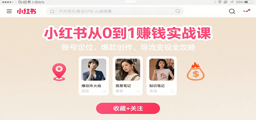 小红书从0到1赚钱实战课：账号定位、 爆款创作 、导流变现全攻略-朽念云创