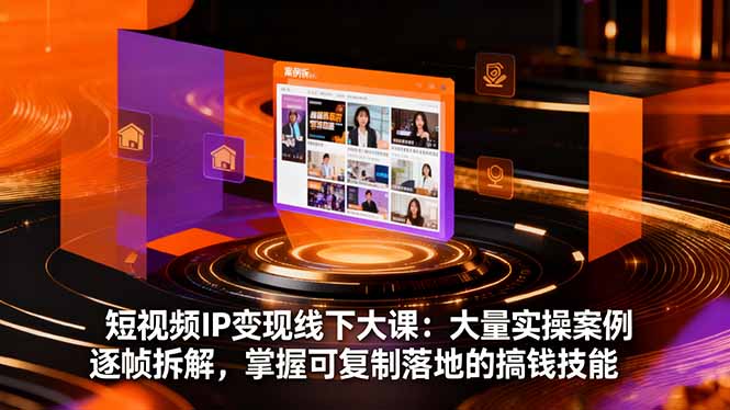短视频IP变现线下大课：大量实操案例逐帧拆解，掌握可复制落地的搞钱技能-朽念云创