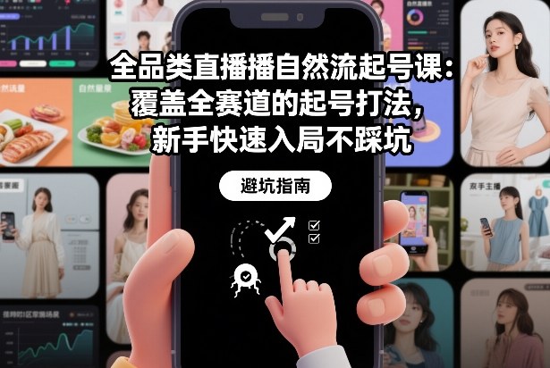 全品类直播自然流起号课：覆盖全赛道的起号打法，新手快速入局不踩坑-朽念云创