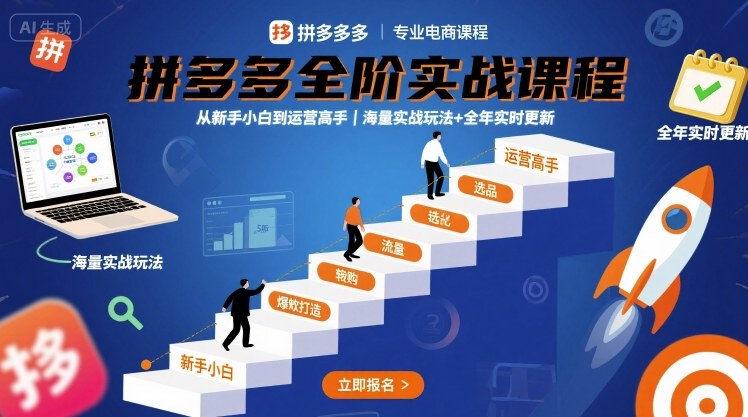 拼多多全阶实战课程,从新手小白到运营高手,海量实战玩法+全年实时更新【2025年10月更新】-朽念云创