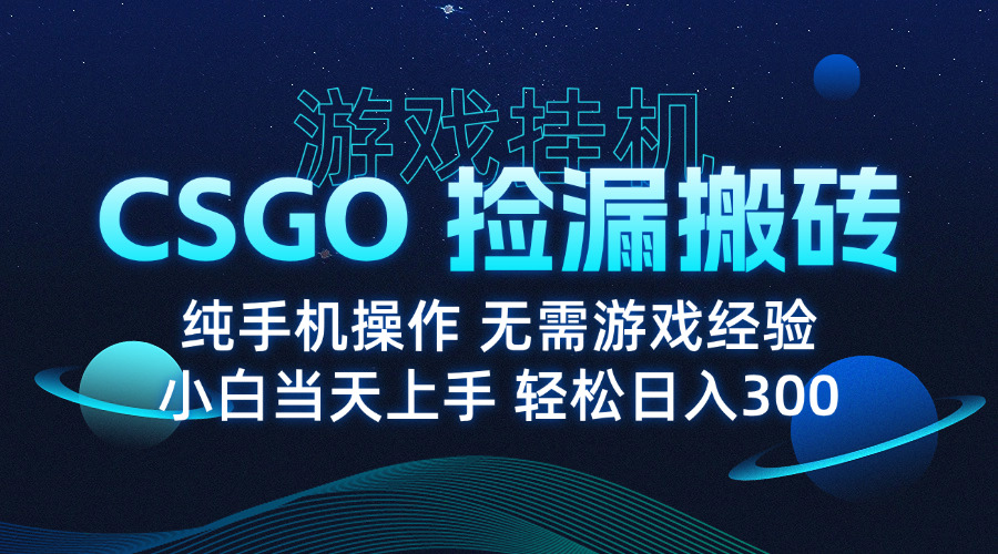 8月最新游戏搬砖，CSGO纯挂机，不需要玩游戏，实现真挂机，月入1W+-朽念云创