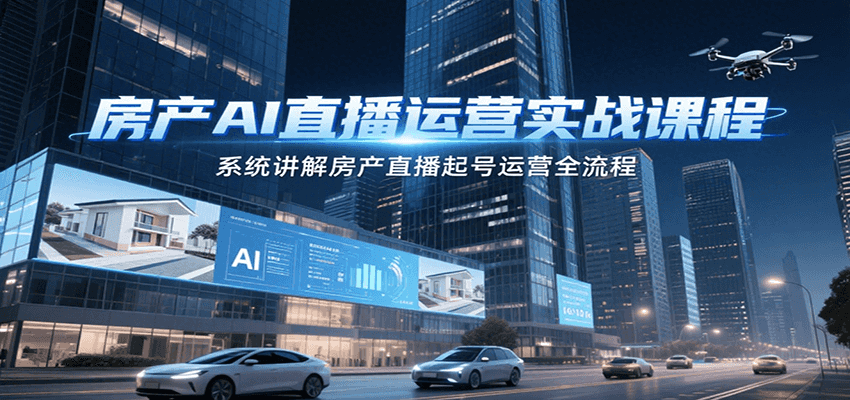 房产AI直播运营实战课程，系统讲解房产直播起号运营全流程-朽念云创